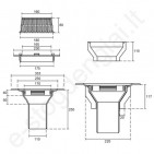 Įlaja plokščiam stogui Topdrain, su kaitinimo elementu, Ø110 mm, 250 mm, vnt