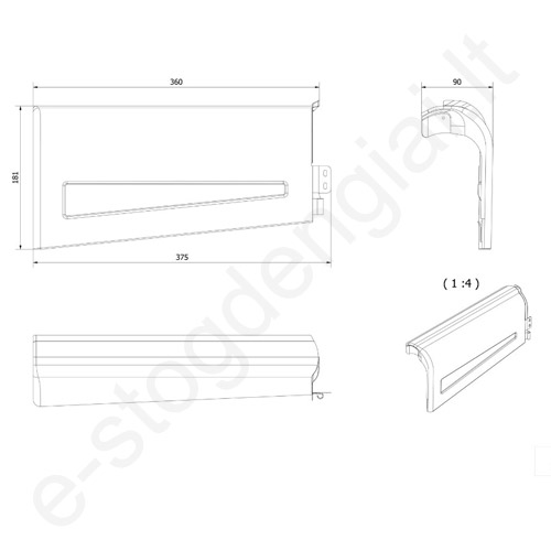 Budmat modulinė vėjalentė Bella Sara dešininė 0,70 mm, L=360 mm, D-Matt Plus Juoda (RAL 9005), vnt