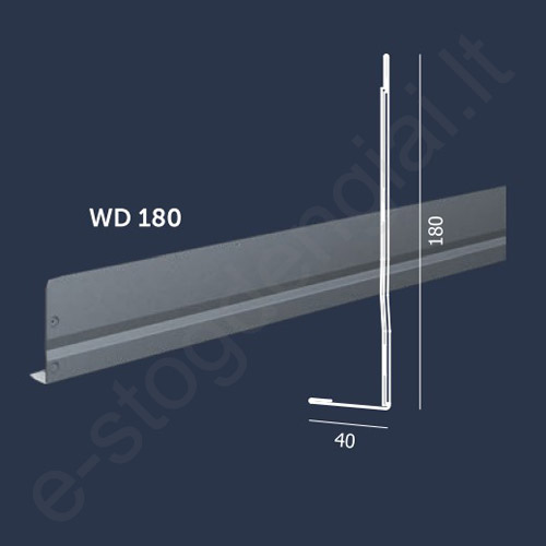 Budmat apatinė vėjalentė WD 180 dešininė, 0,50 mm, L=1200 mm, Ideal-Satin Ruda (435), vnt