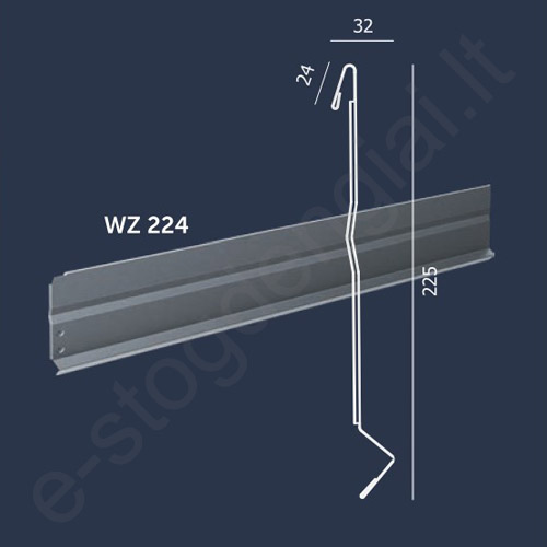 Budmat išorinė vėjalentė WZ 224 dešininė, 0,50 mm, L=1200 mm, Ideal-Satin Juoda (015), vnt