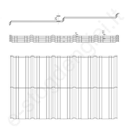 Modulinė čerpė Budmat Como su mikrobangelėmis 0,50 mm, 725x1216 mm (0,827 m²) Ideal-Satin T.Antracito (534), vnt