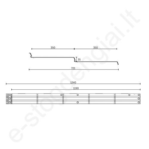 Modulinė čerpė Budmat Garda 0,50 mm, 721x1240 mm (0,833 m²) D-Matt Plus Antracito (RAL 7016), vnt