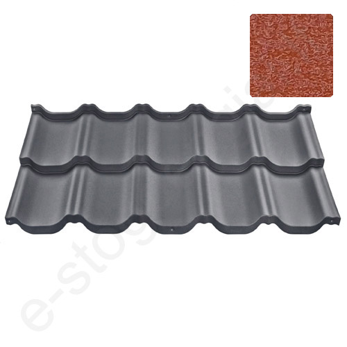 Modulinė čerpė Budmat Venecja 0,50 mm, 736x1190 mm (0,805 m²) D-Matt Plus Molio (RAL 8004), vnt