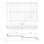 Modulinė čerpė Budmat Venecja 0,50 mm, 736x1190 mm (0,805 m²) D-Matt Plus Molio (RAL 8004), vnt