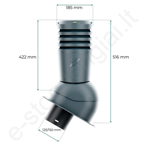 Ventiliacinis kaminėlis Ecoline Premium Ø125 mm neapšiltintas prie Budmat Ruda (RAL 8017), vnt