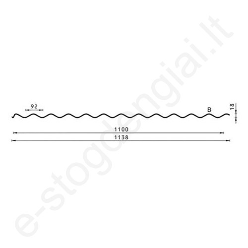 Banguotas fasado profilis Budmat FB-18, 0,50 mm, 1100 mm, X-matt, m²