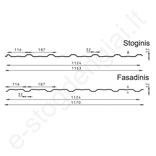 Trapecinis profilis Budmat TRB-18, 1124 mm, Alucinkas, m²