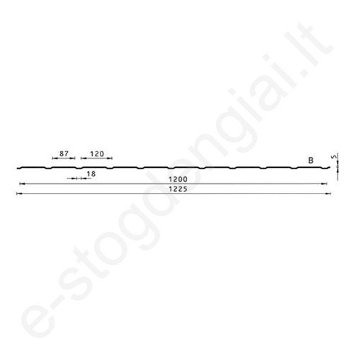 Trapecinis profilis Budmat TRB-6, 0,50 mm, 1200 mm, Alucinkas, m²