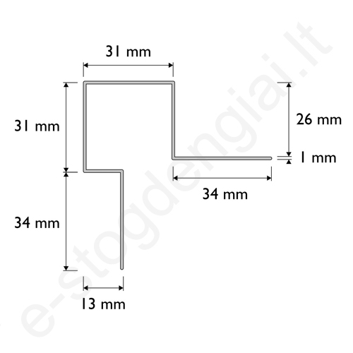 Cedral Lap asimetrinis išorinio kampo profilis C52 Perlų pilka L=3 m, vnt