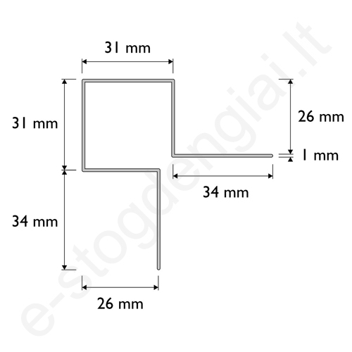 Cedral Lap simetrinis išorinio kampo profilis  C15 Plieno pilka L=3 m, vnt