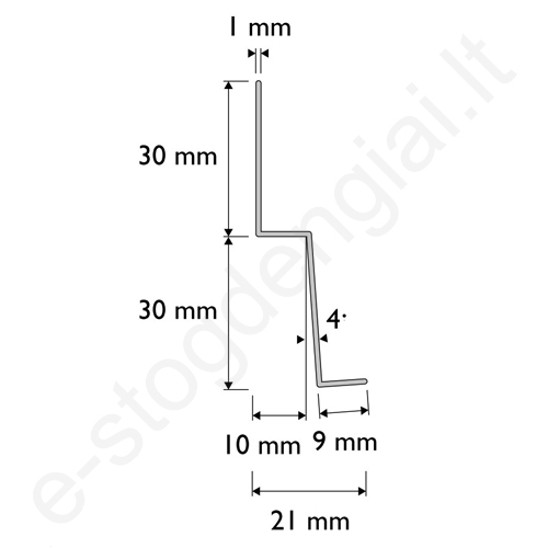 Cedral Lap pradžios profilis C52 Perlų pilka L=3 m, vnt