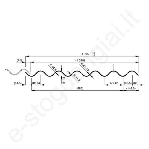 Šiferis Cembrit B65 W177 625x1095 mm (0,5 m²) Rausvai rudas CO/HO, vnt