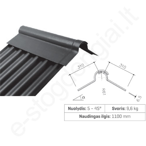 Universalus kraigo gaubtas Viršutinis Eternit AGRO Žalia L31, vnt