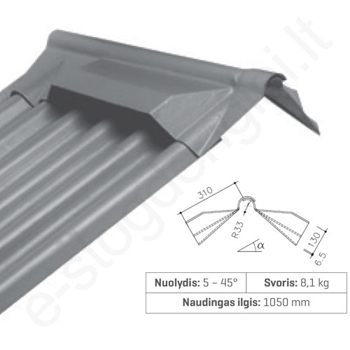 Kraigo gaubtas ventiliacinis Viršutinis Eternit AGRO PRO Raudona molio L11, vnt