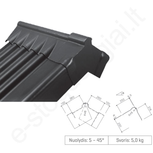 Kraigo-vėjalentės sujungimas Apatinis Eternit AGRO PRO Juoda L91, vnt