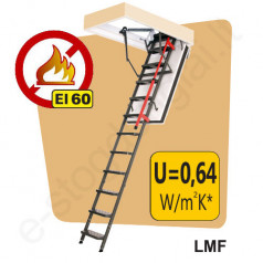 PRIEŠGAISRINIAI laiptai į palėpę Fakro LMF 60x144 h=3,60m metaliniai, EI=60 min