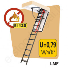 PRIEŠGAISRINIAI laiptai į palėpę Fakro LMF 70x130 h=2,8m metaliniai, EI=120 min
