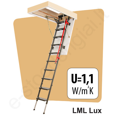 Fakro laiptai LML LUX 92x130 h=2,8m sudedami metaliniai