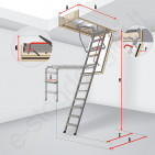 Fakro laiptai LMK Komfort 60x130 h=2,8m metaliniai KLASIKINIAI