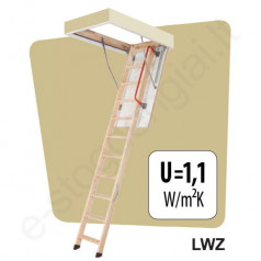 Palėpės laiptai Fakro LWZ 60x120 h=2,8m mediniai su metaliniu rėmu