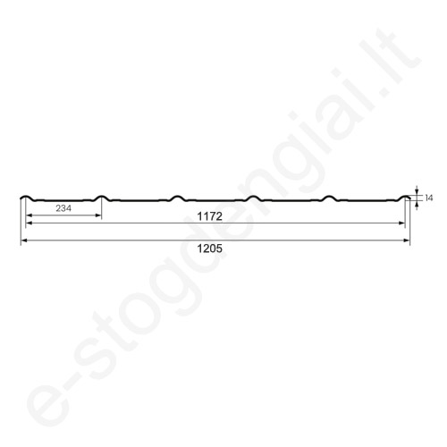 Plieninė čerpė Hanbud Claro 0,50 mm, 350/25 mm, 1172 mm, Matinė Crown BT SSAB, m²