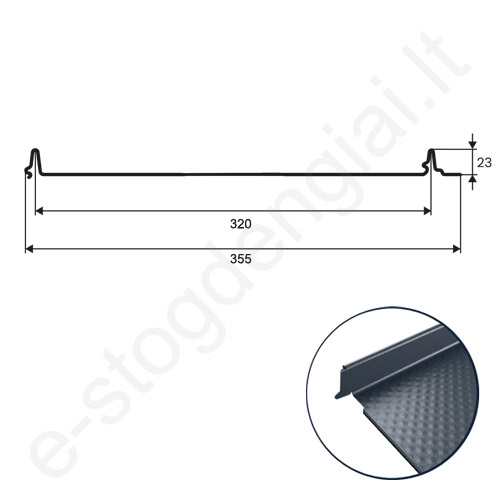 Klasikinis profilis Hanbud PHR 355 Revolution, lygus, 0,50 mm, 320 mm, UltraMAT, m²