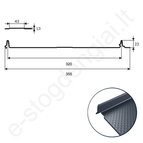 Klasikinis profilis Hanbud PHR 355 Revolution, 1 standumo briauna, 320 mm, Matinis, m²