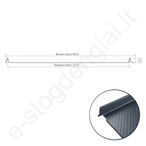 Klasikinis profilis Hanbud PHR 560 Revolution, lygus 0,50 mm, 525 mm, Matinis PolarMAT, m²