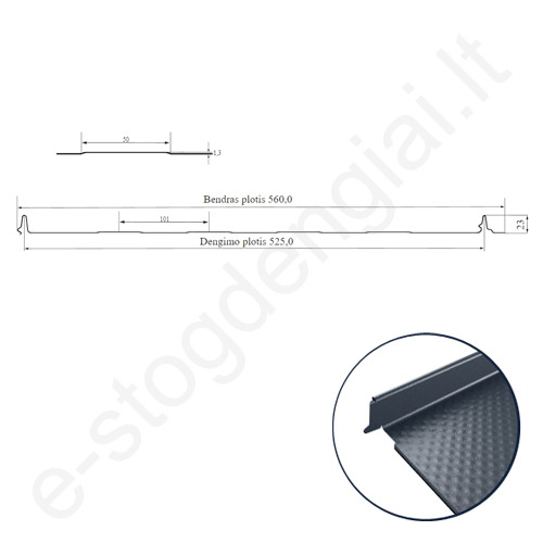 Klasikinis profilis Hanbud PHR 560 Revolution, 4 standumo briaunos, 525 mm, Blizgus, m²