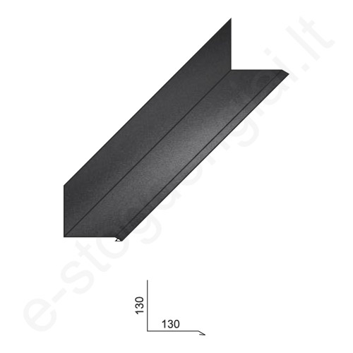 Hanbud vidinis kampas 0,50 mm, 130x130 mm, L=2 m, Matinis Juodas (RAL 9005), vnt