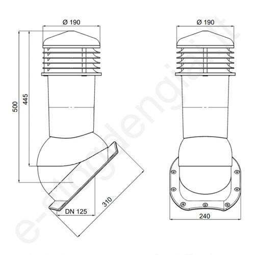 Wirplast ventiliacinis kaminėlis Ø125 mm neapšiltintas K94-N prie Vena Ruda (RAL 8017), vnt