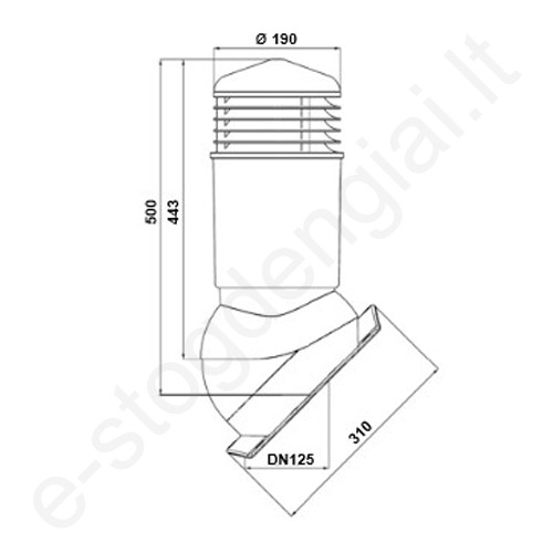 Wirplast ventiliacinis kaminėlis Ø150 mm apšiltintas K95-S prie Moderno Ruda (RAL 8017), vnt