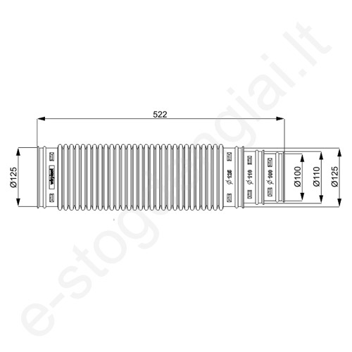 Wirplast ortakis ventiliaciniam kaminėliui Ø125 mm, vnt