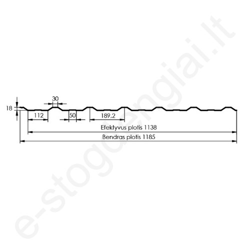 Trapecinis profilis Hanbud T-18E, 1138 mm, Blizgus, m²