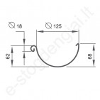 Latakas RoofArt 125/90 L=2 m, Rudas (RAL 8017) plieninis, vnt