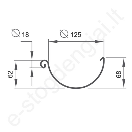 Latakas RoofArt 125/90 L=3 m, Rudas (RAL 8017) plieninis, vnt