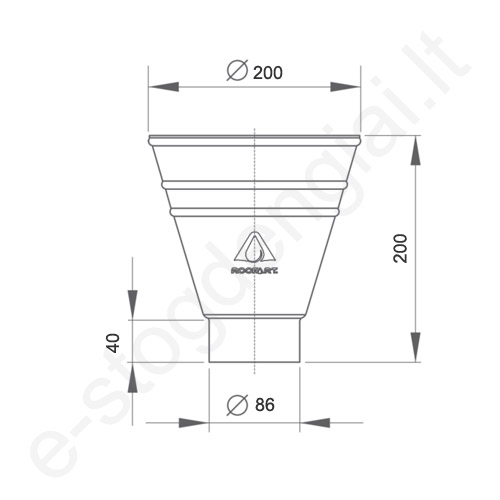 Piltuvas apvalus RoofArt 125/90 Vario, vnt