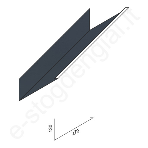 Viršutinis kamino sijonas 0,50 mm, 130x270 mm, L=2 m, Blizgus Antracito (RAL 7016), vnt