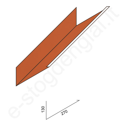 Viršutinis kamino sijonas 0,50 mm, 130x270 mm, L=2 m, Blizgus Molio (RAL 8004), vnt