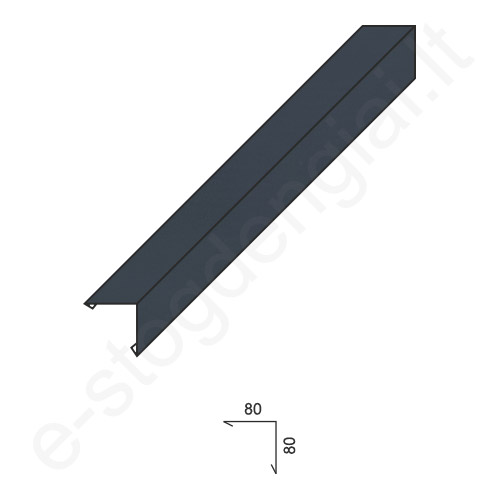 Išorinis kamino kampas 0,50 mm, 80x80 mm, L=2 m, Blizgus Antracito (RAL 7016), vnt