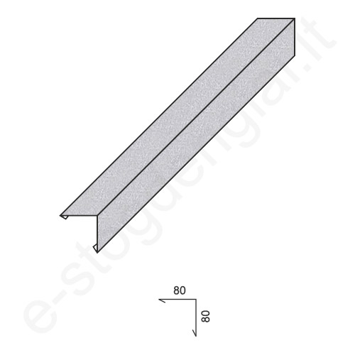 Išorinis kamino kampas 0,50 mm, 80x80 mm, L=2 m, Blizgus Sidabro (RAL 9006), vnt