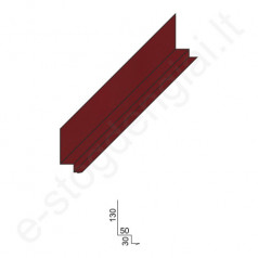 Jungtis su siena klasikinei dangai 0,50 mm, 160x80 mm, L=2 m, Blizgi Vyno raudonumo (RAL 3005), vnt