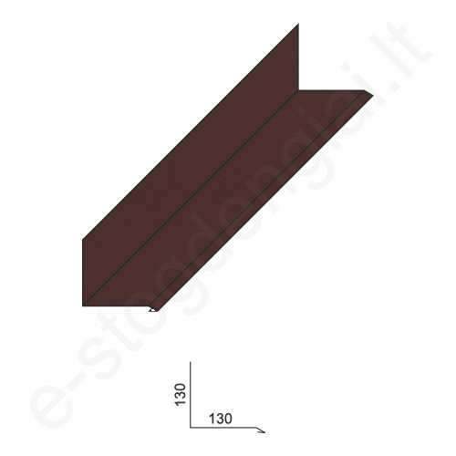 Vidinis kampas 0,50 mm, 130x130 mm, L=2 m, Blizgus Rudas (RAL 8017), vnt