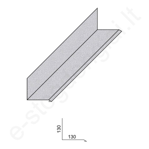 Vidinis kampas 0,50 mm, 130x130 mm, L=2 m, Blizgus Sidabro (RAL 9006), vnt