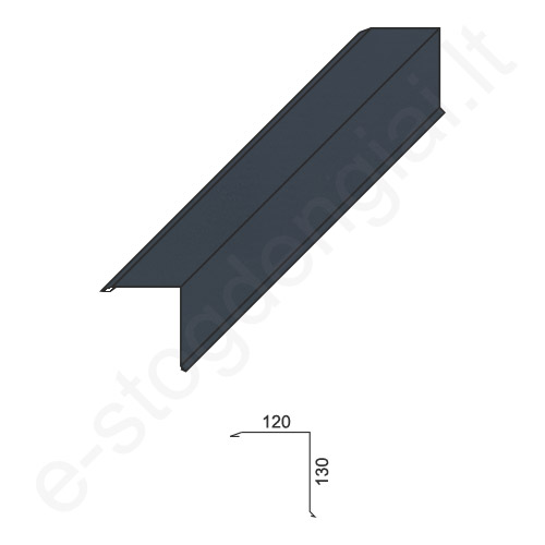 Skardinė vėjalentė 0,50 mm, 120x130 mm, L=2 m, Blizgi Antracito (RAL 7016), vnt