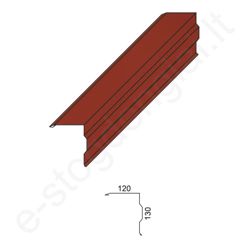 Figūrinė vėjalentė 0,50 mm, 120x130 mm, L=2 m, Blizgi Vyšnių raudonumo (RAL 3009), vnt