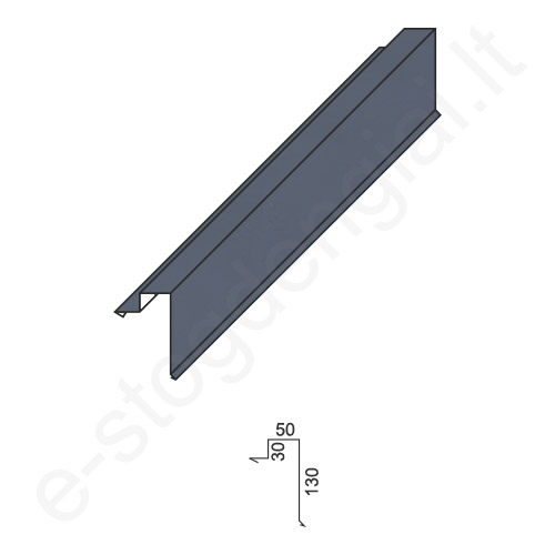 Vėjalentė klasikinei dangai 0,50 mm, 80x130 mm, L=2 m, Blizgi Grafito (RAL 7024), vnt