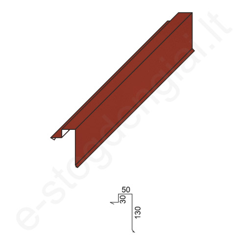 Vėjalentė klasikinei dangai 0,50 mm, 80x130 mm, L=2 m, Blizgi Vyšnių raudonumo (RAL 3009), vnt