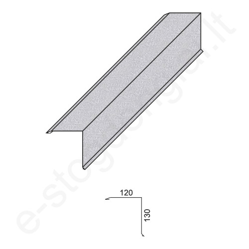 Skardinė vėjalentė 0,50 mm, 120x130 mm, L=2 m, Blizgi Sidabro (RAL 9006), vnt