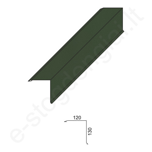 Skardinė vėjalentė 0,50 mm, 120x130 mm, L=2 m, Blizgi Žalia (RAL 6020), vnt